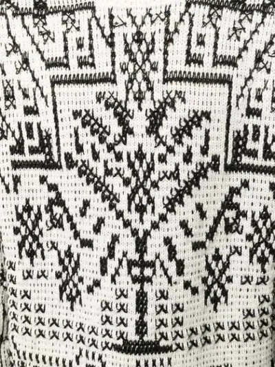 Shop Roberto Cavalli Intarsia-knit Jumper In D0027 White/black