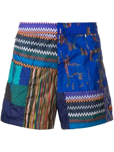 Shop Missoni Pattern Print Swim Shorts In Blue