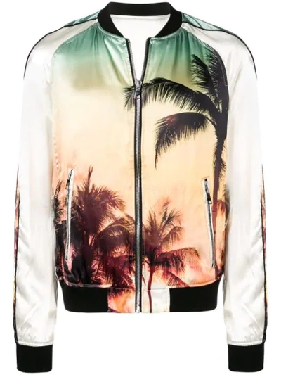 Shop Balmain Palm Tree Bomber Jacket In Neutrals