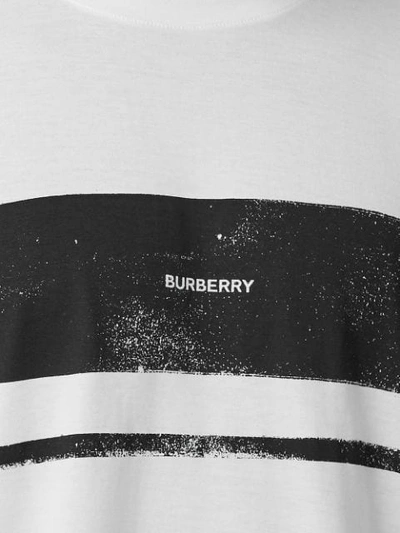 BURBERRY LOGO印花镂空细节T恤 - 白色