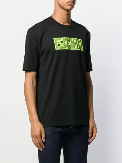 Shop Fendi Logo Patch T In F17w0 Black+fluo Yellow