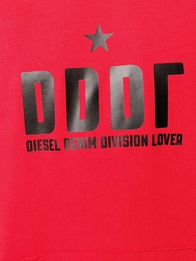 Shop Diesel Logo Print Hoodie In Red