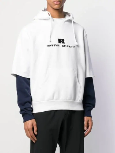 Shop Rassvet X Russel Athletic Layered Hooded Sweatshirt In White