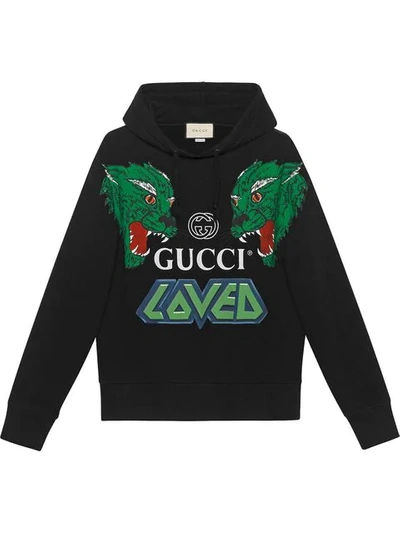 Shop Gucci Cotton Sweatshirt With Tigers In Black