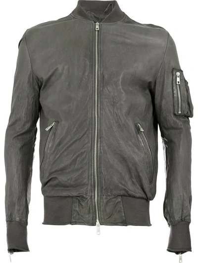 Shop Giorgio Brato Leather Biker Jacket In Smog