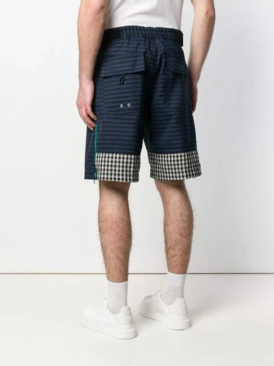Shop Marni Patchwork Check Shorts In Blue