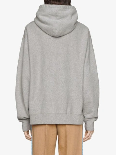 Shop Gucci The Face Print Hoodie In Grey