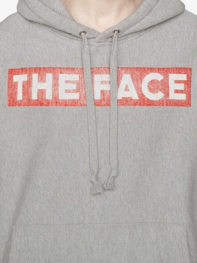 Shop Gucci The Face Print Hoodie In Grey