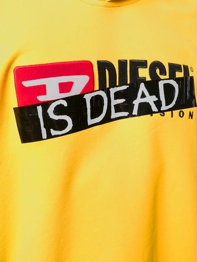 Shop Diesel Logo Print Hoodie In Yellow