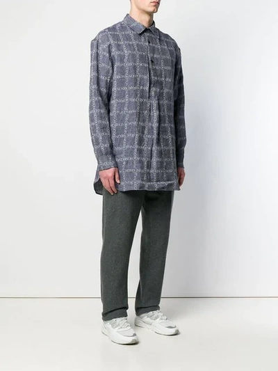 Shop Jw Anderson Logo-grid Print Tunic Shirt In Blue