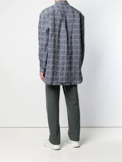 Shop Jw Anderson Logo-grid Print Tunic Shirt In Blue