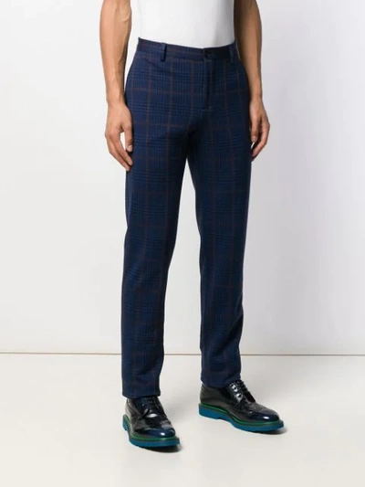 Shop Etro Houndstooth Trousers In Blue