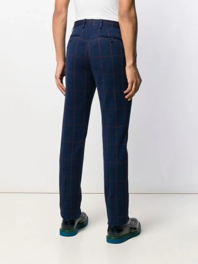 Shop Etro Houndstooth Trousers In Blue