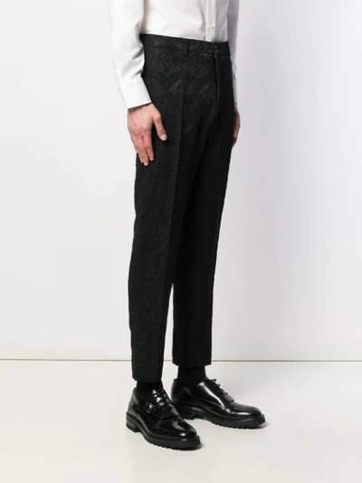 Shop Dolce & Gabbana Floral Lace Patterned Trousers In Black