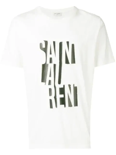 Shop Saint Laurent Deconstructed Logo Print T-shirt In White