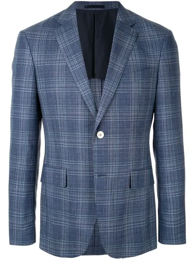 Shop Kent & Curwen Checked Tailored Blazer In Blue