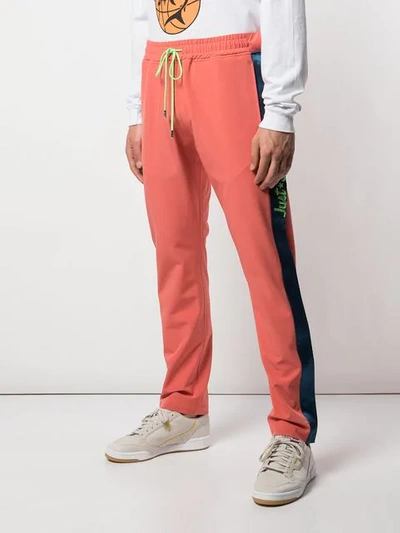 JUST DON SATIN BAND TRACK TROUSERS - 粉色