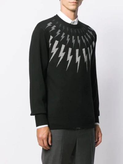 Shop Neil Barrett Lightning Embroidered Sweater In Black