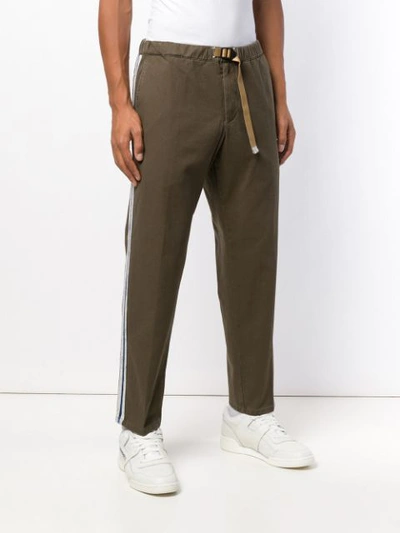 Shop White Sand Side Stripe Trousers In Green