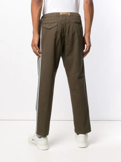 Shop White Sand Side Stripe Trousers In Green