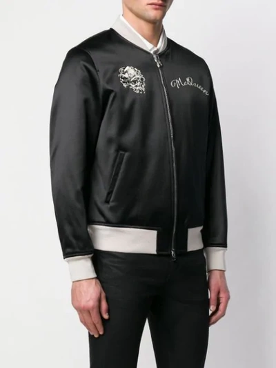 Shop Alexander Mcqueen Etched Skeleton Bomber Jacket In Black