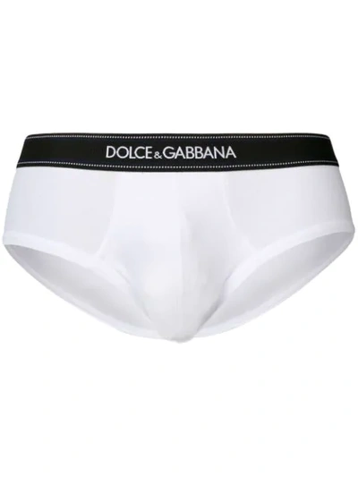 Shop Dolce & Gabbana Branded Briefs - White
