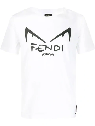 Shop Fendi Diabolic Eyes Logo T-shirt In White