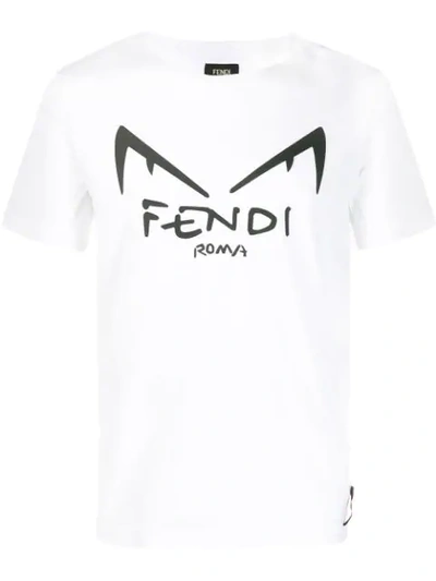 FENDI DIABOLIC眼睛LOGO图案T恤 - 白色