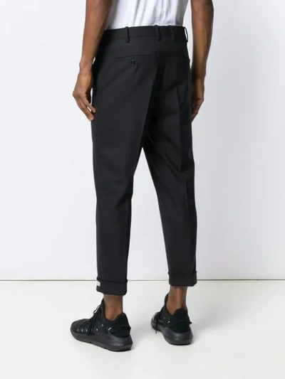 Shop Neil Barrett Low Rise Cropped Trousers In Black