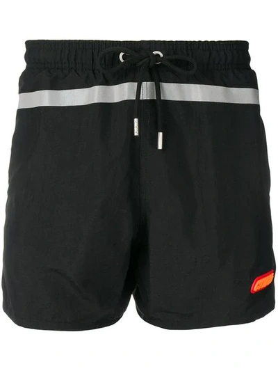 Shop Heron Preston Reflective Stripe Swim Shorts In Black