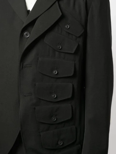 Shop Yohji Yamamoto Asymmetric Layered Blazer In Black