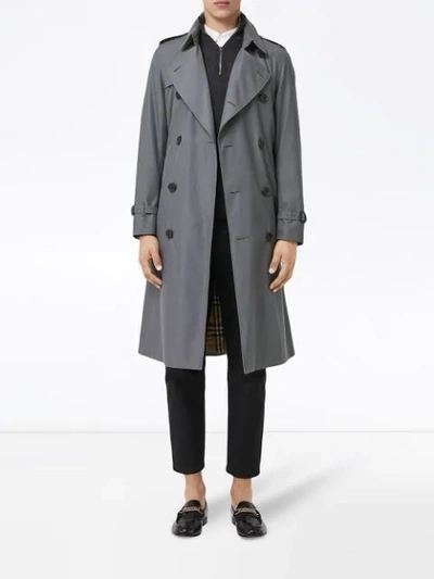 Shop Burberry The Long Chelsea Heritage Trench Coat In Grey