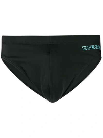 Shop Diesel Logo Swimming Briefs In Black