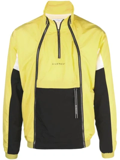Shop Givenchy Colour Block Multi-zip Jacket In Yellow