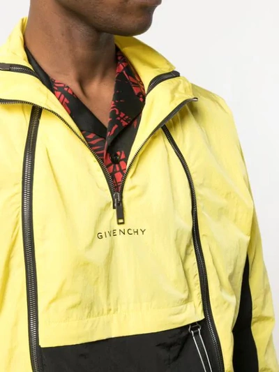 Shop Givenchy Colour Block Multi-zip Jacket In Yellow