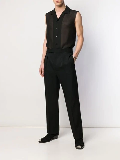 Shop Saint Laurent Pleated Tailored Trousers In Black