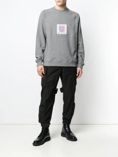 Shop Givenchy Woven Patch Sweatshirt In Grey