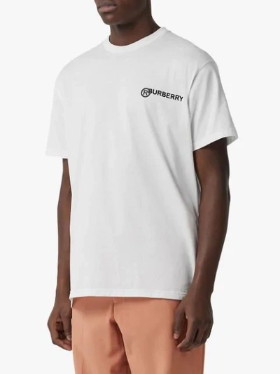 Shop Burberry Logo Print Cotton Oversized T-shirt In White