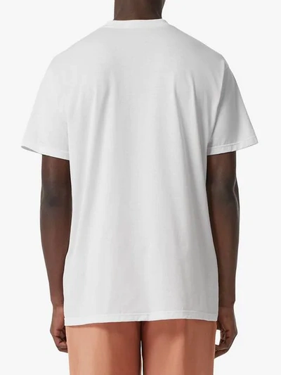 Shop Burberry Logo Print Cotton Oversized T-shirt In White