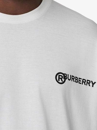 Shop Burberry Logo Print Cotton Oversized T-shirt In White