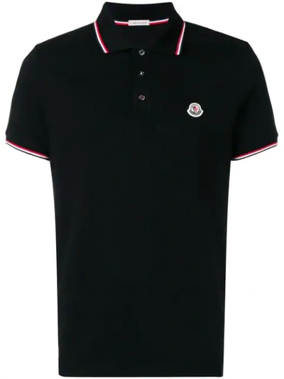 Shop Moncler Classic Polo Shirt - Black