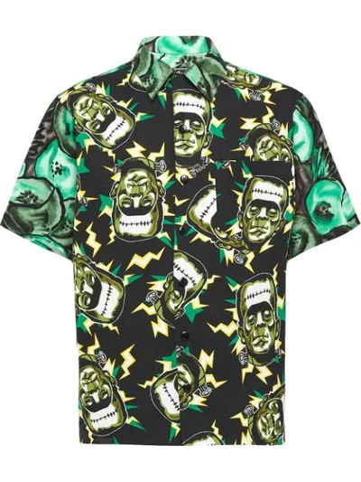 Shop Prada Frankenstein Printed Shirt In Green