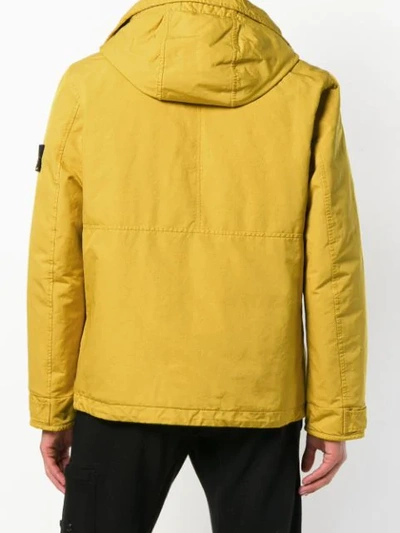 Shop Stone Island Zipped Hooded Jacket In Yellow