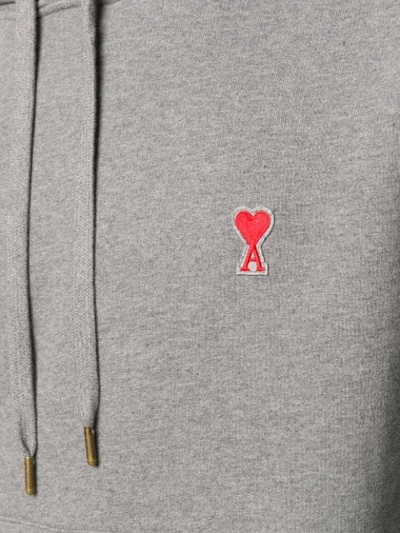 Shop Ami Alexandre Mattiussi Hoddie Sweatshirt With Red Ami De Coeur Patch In Grey