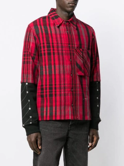 Shop Off-white Plaid Jersey Sleeve Shirt In Red