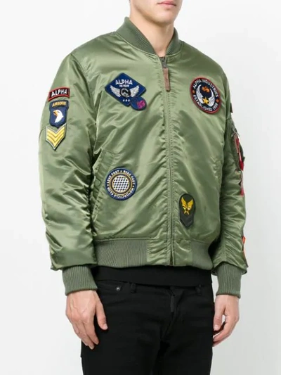 Shop Alpha Industries Patch Detail Bomber Jacket - Green