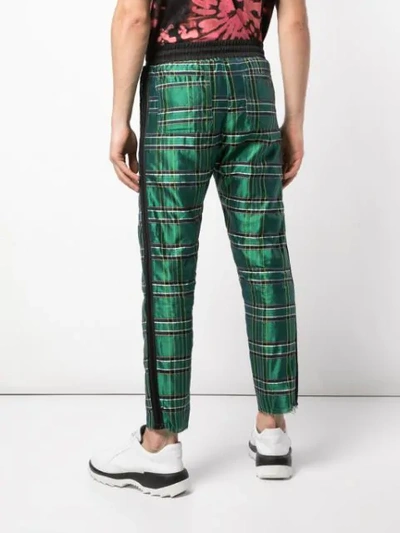 Amiri Cropped Checked Silk Drawstring Trousers In Green