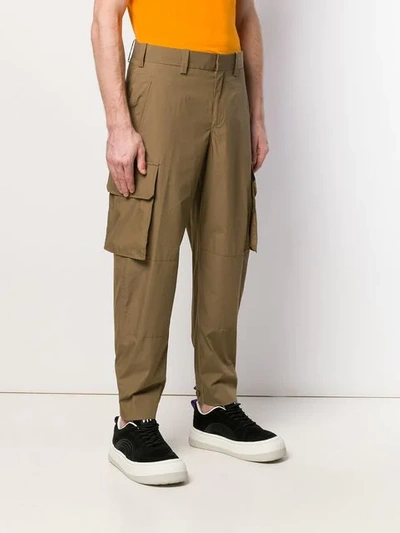 Shop Neil Barrett Drop-crotch Cargo Trousers In Green