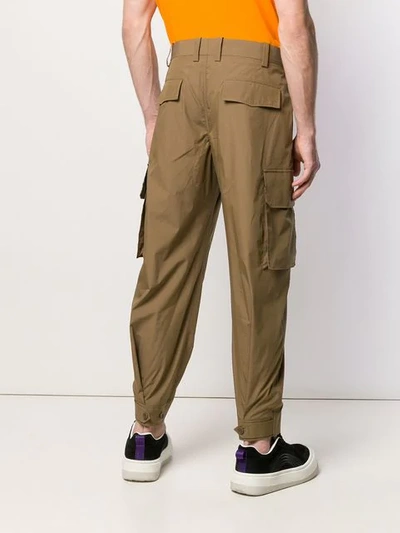 Shop Neil Barrett Drop-crotch Cargo Trousers In Green