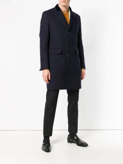 Shop Gucci Bound Collar Coat In Blue